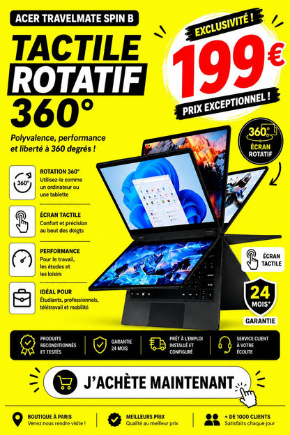 ACER TRAVELMATE Spin B Tactile Rotatif 360°